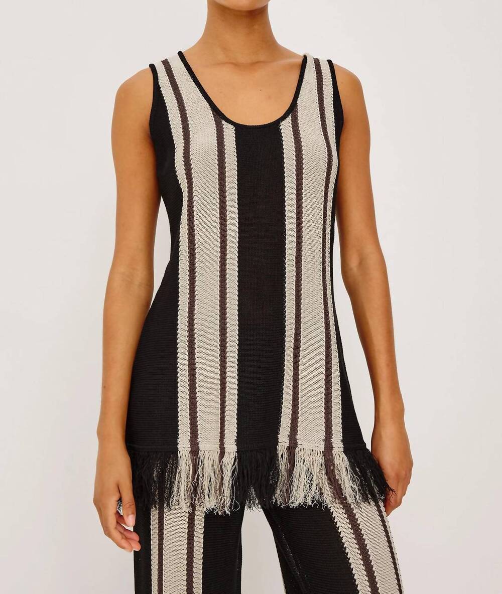 NEW RAILS martina top in espresso stripe